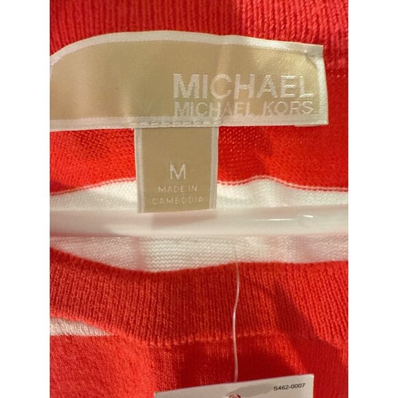 Michael Michael Kors Sea Coral/White Striped Knit Tank Top Sz Med NWT - Picture 3 of 6